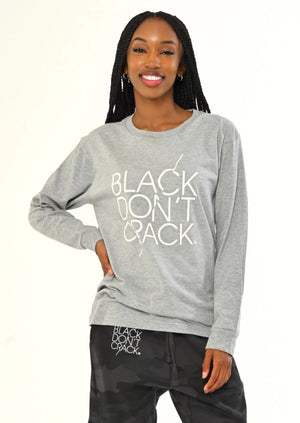 Black Don't Crack Crew-Neck Long Sleeve Pullover Heather Grey T-Shirt 50% OFF - Black Don't Crack® 