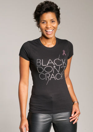 Black-Don't-Crack-Black-Breast Cancer-Bling Short Sleeve Shirt