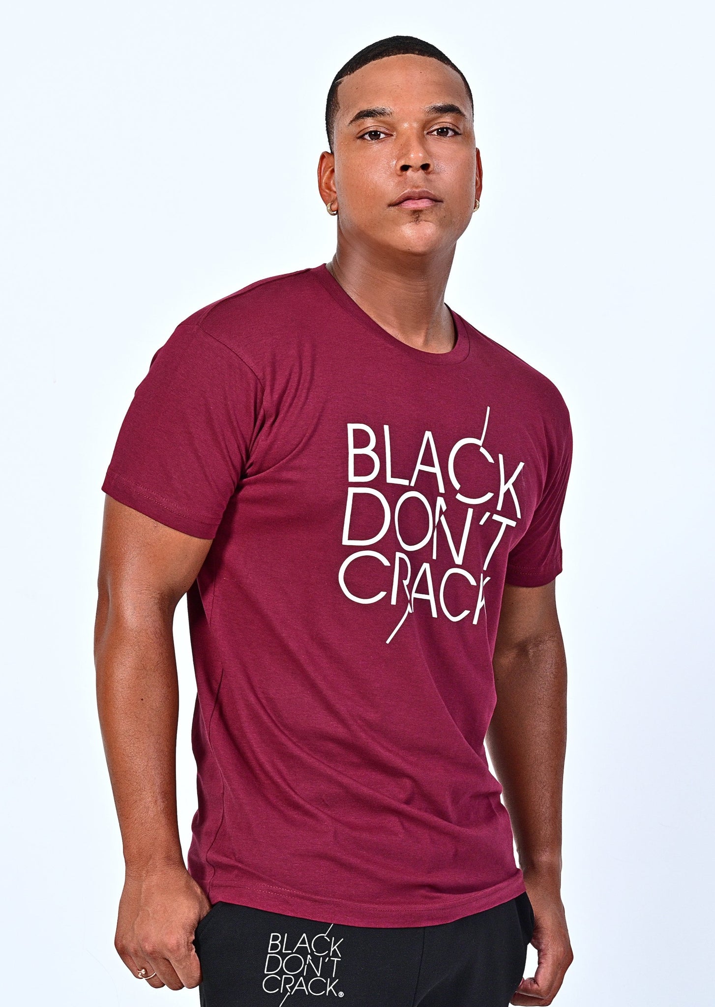Black-Don't Crack-Burgundy-Crew Neck-Short Sleeve-Men T-Shirt