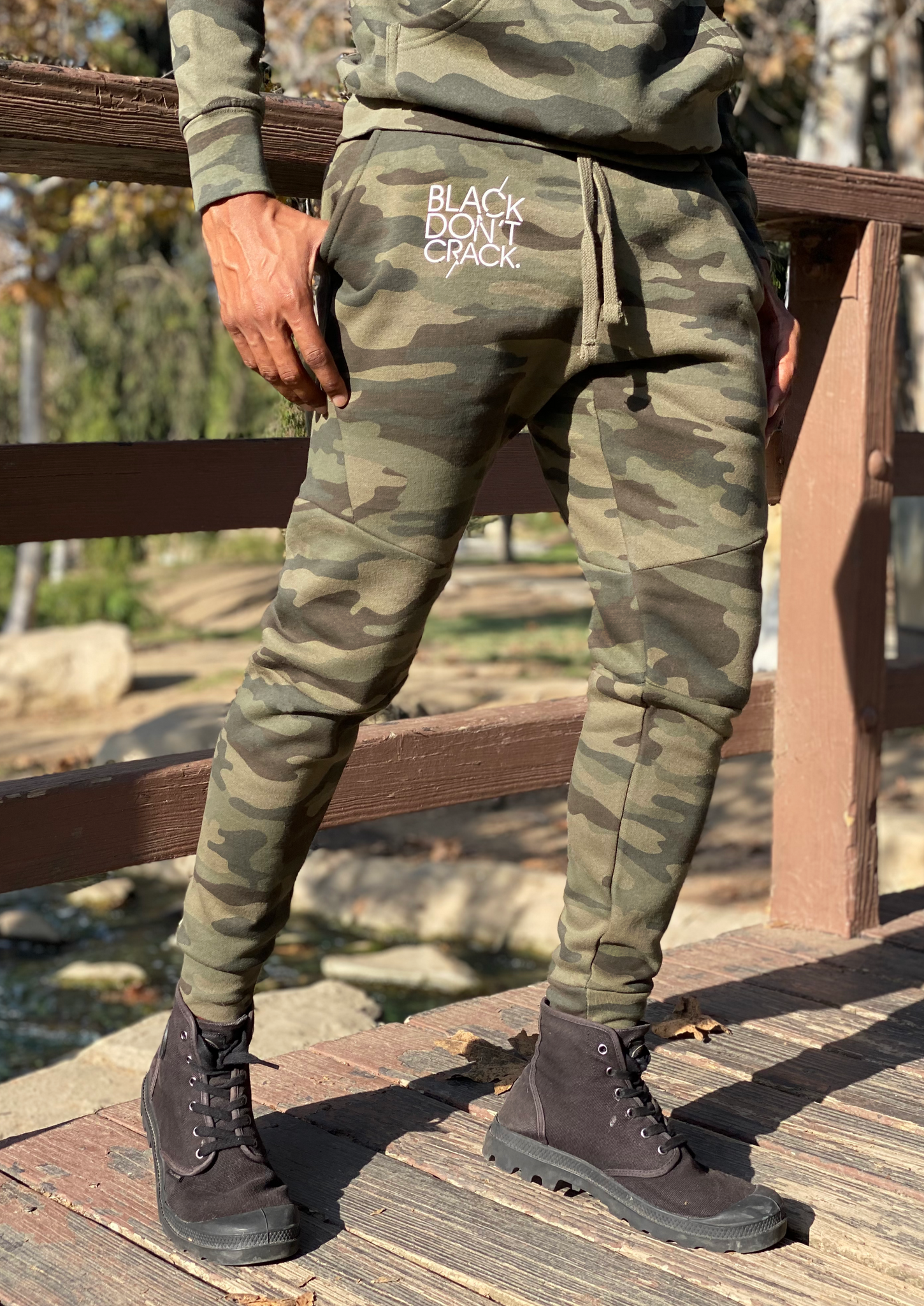 Black Don t Crack Slim Fit Military Green Grey Black Jogger Pant