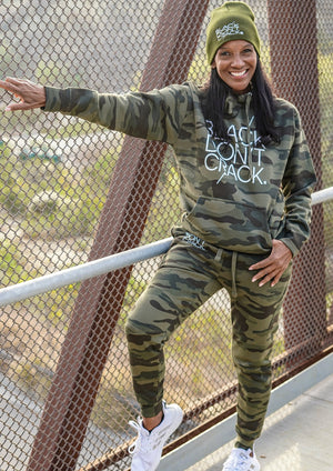 Military Green Camouflage Pullover Hoodie - Black Don't Crack® 