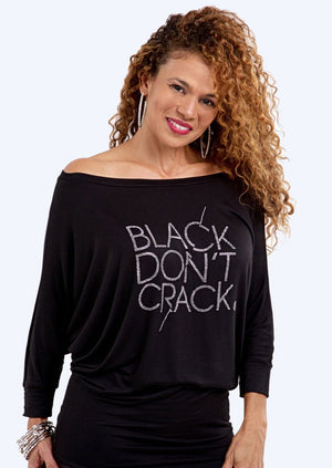 Black-Don't Crack-Dolman-3/4 Sleeve-Off The Shoulder-Black