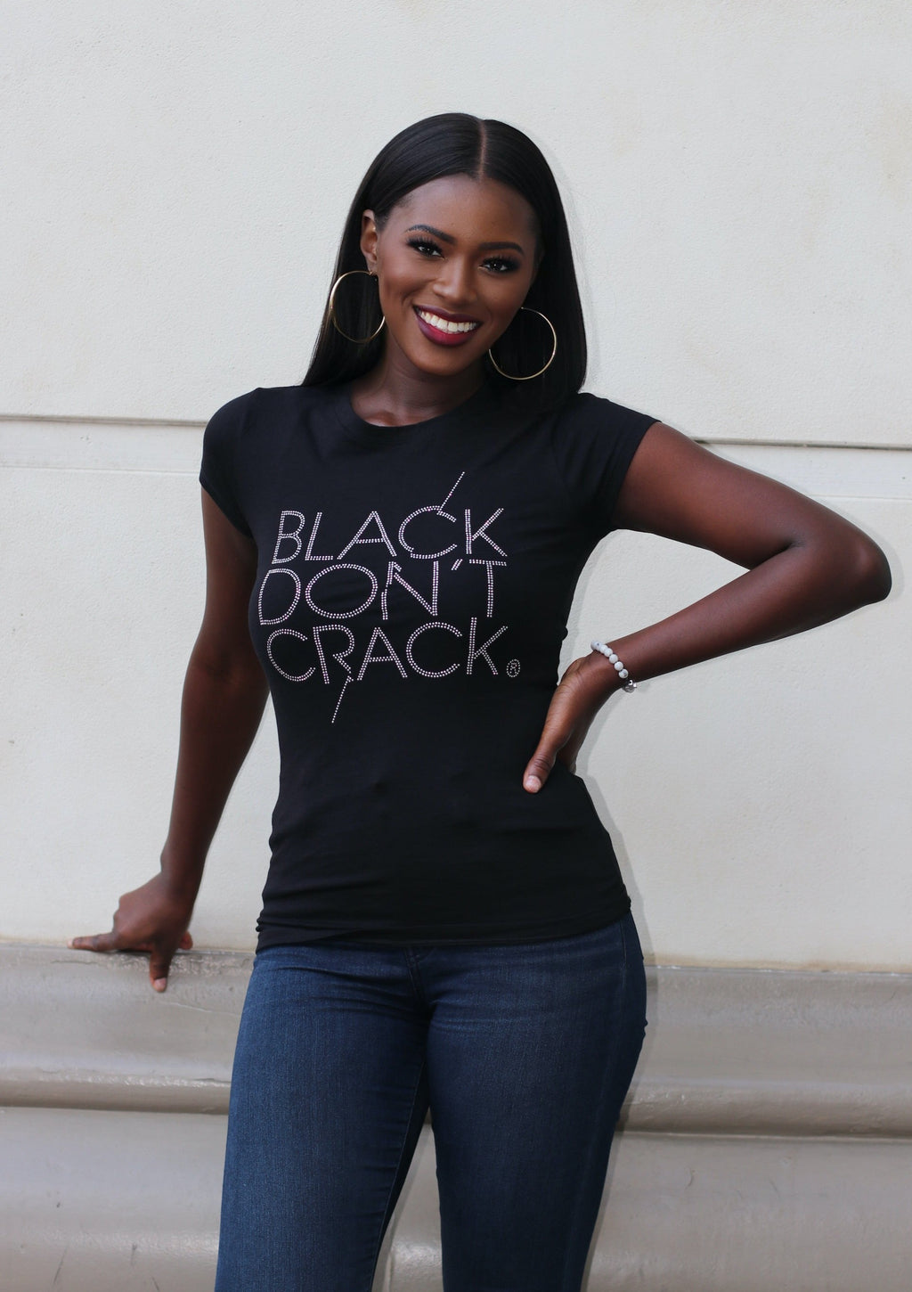 Black-Don't-Crack-Crew Neck-Womens Tee